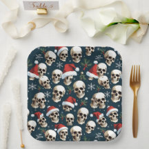 Funny Christmas Skulls in Santa Hats