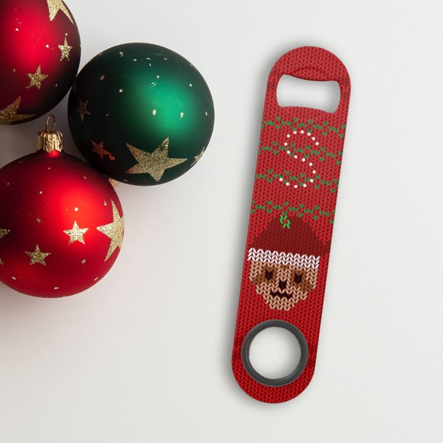 Funny Christmas Sloth Bar Key Speed Bottle Opener (A cute Santa sloth bottle opener with space for your initial)