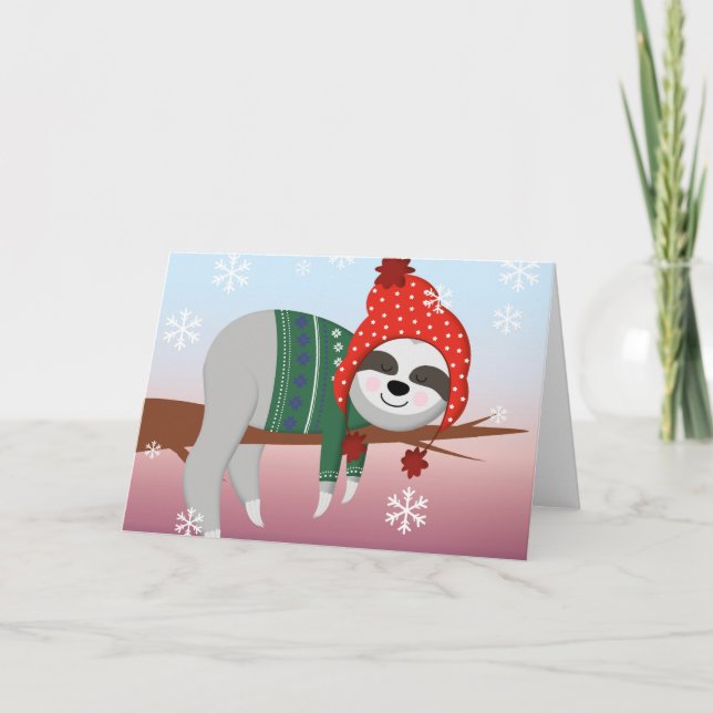 funny christmas sloth holiday card (Front)