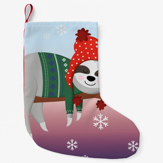 funny christmas sloth small christmas stocking (Front)
