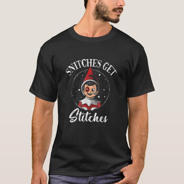 Funny Christmas Snitches Xmas Get Stitches Gifts F T-Shirt (Front)