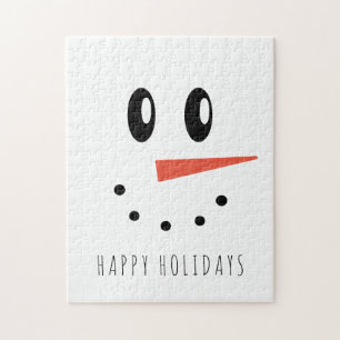 Funny Christmas Snowman Face Jigsaw Puzzle