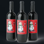 Funny Christmas snowman good times roll drinking  Wine Label<br><div class="desc">Funny Christmas snowman good times roll drinking Wine Label</div>
