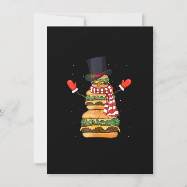 Funny Christmas Snowman Hamburger Xmas Cheeseburge Invitation (Front)