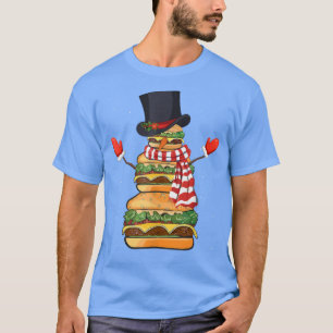 Funny Christmas Snowman Hamburger Xmas Cheeseburge T-Shirt