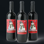 Funny Christmas snowman pour decisions Wine Label<br><div class="desc">Funny Christmas snowman pour decisions Wine Label</div>