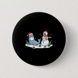 Funny Christmas Snowman Sea Lion Xmas Mens Womens  6 Cm Round Badge