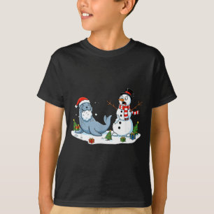 Funny Christmas Snowman Sea Lion Xmas Mens Womens  T-Shirt