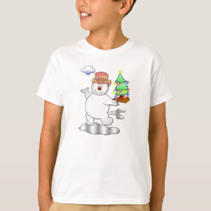 Funny Christmas Snowman Standing in an Icy Puddle T-Shirt
