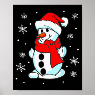 Funny Christmas Snowman Tee Cute Santa Men Women K Poster