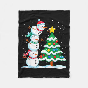 Funny Christmas Snowman Topper Tree Holiday Family Fleece Blanket
