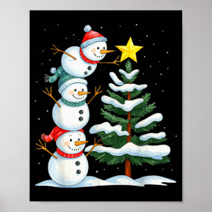 Funny Christmas Snowman Topper Tree Holiday Family Poster