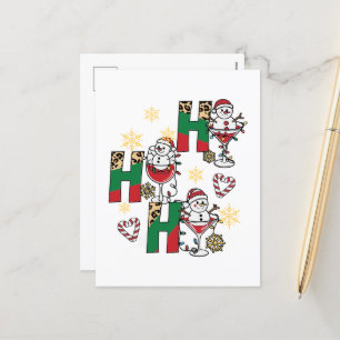 Funny Christmas snowman wine Holiday Postcard