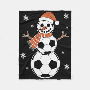 Funny Christmas Soccer As Snowman Men Boys Kids Fleece Blanket