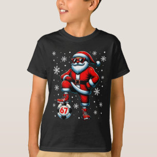 Funny Christmas Soccer Cool Santa Claus 6 7 Meme T T-Shirt