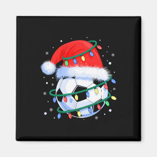 Funny Christmas Soccer Men Boys Santa Hat Xmas Tre Magnet