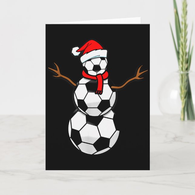 Funny Christmas Soccer Santa Snowman  Card (Front)