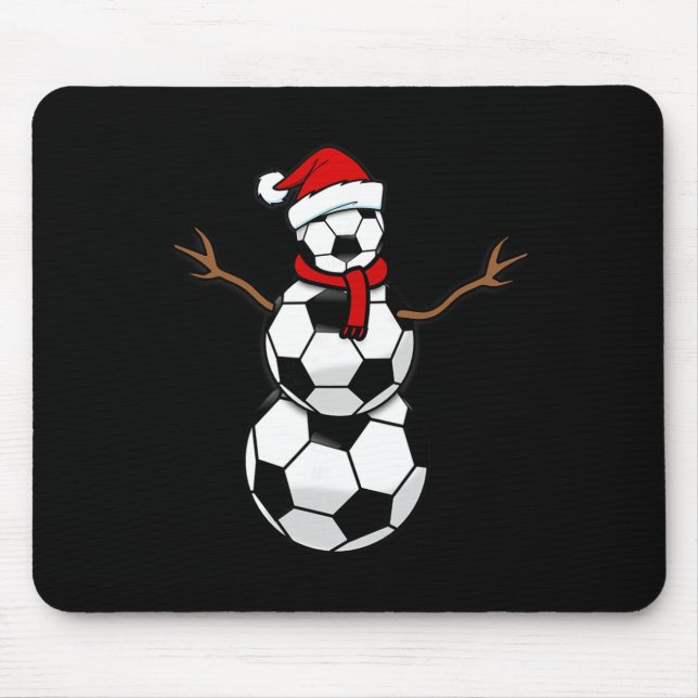 Funny Christmas Soccer Santa Snowman  Mouse Pad (Front)
