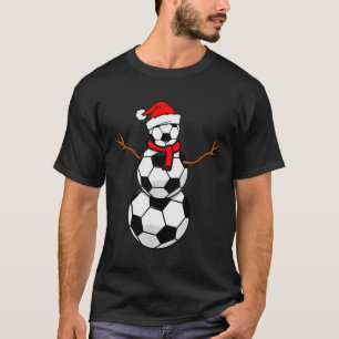 Funny Christmas Soccer Santa Snowman T-Shirt