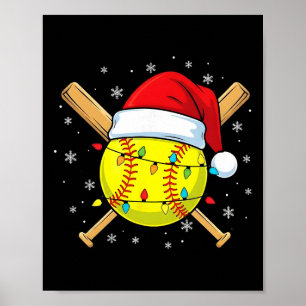 Funny Christmas Softll Santa Hat For Softll Player Poster