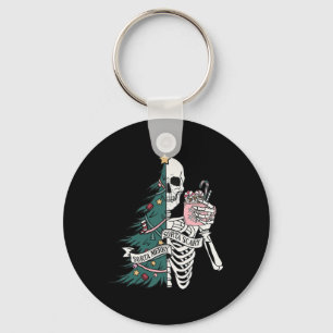 Funny Christmas Sorta Merry Sorta Scary Skeleton X Key Ring