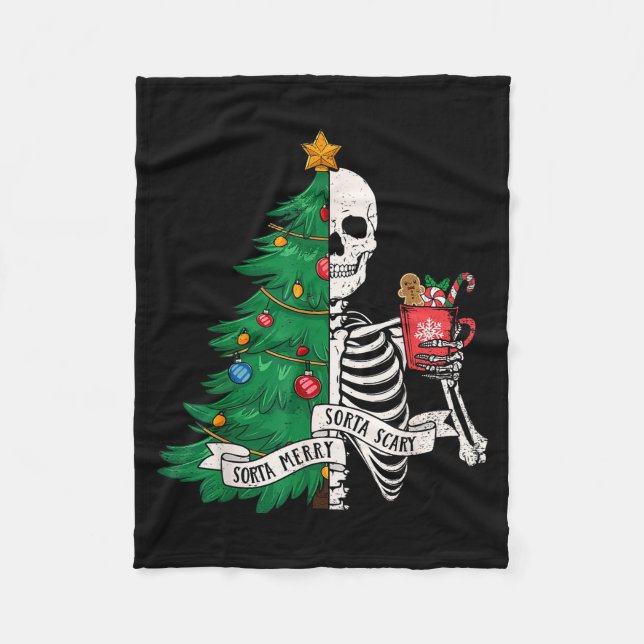 Funny Christmas Sorta Merry Sorta Y Skeleton Xmas  Fleece Blanket (Front)