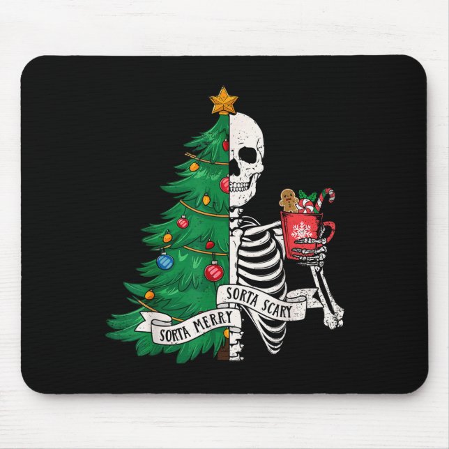 Funny Christmas Sorta Merry Sorta Y Skeleton Xmas  Mouse Pad (Front)
