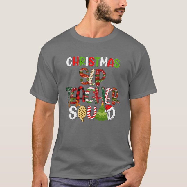 Funny Christmas Speech Language Therapist Leopard T-Shirt (Front)
