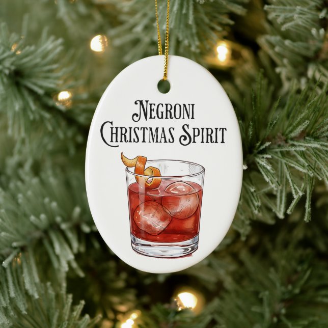 Funny Christmas Spirit Negroni Holiday Cocktail  Ceramic Tree Decoration (Tree)