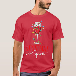 Funny Christmas Spirits Glasses Of Wine Xmas Party T-Shirt
