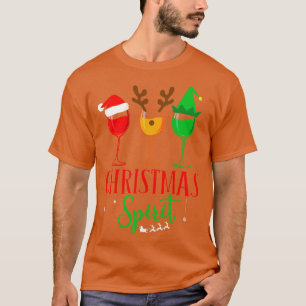 Funny Christmas Spirits Glasses Of Wine Xmas Party T-Shirt