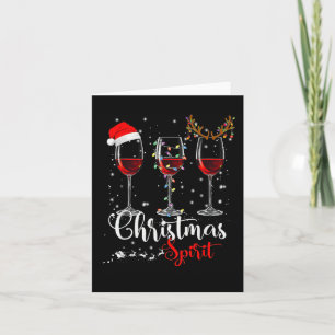Funny Christmas Spirits Gles Of Wine Xmas Holidays Card
