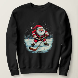 Funny Christmas Sports Santa Plays Ice Hockey,Xmas Sweatshirt