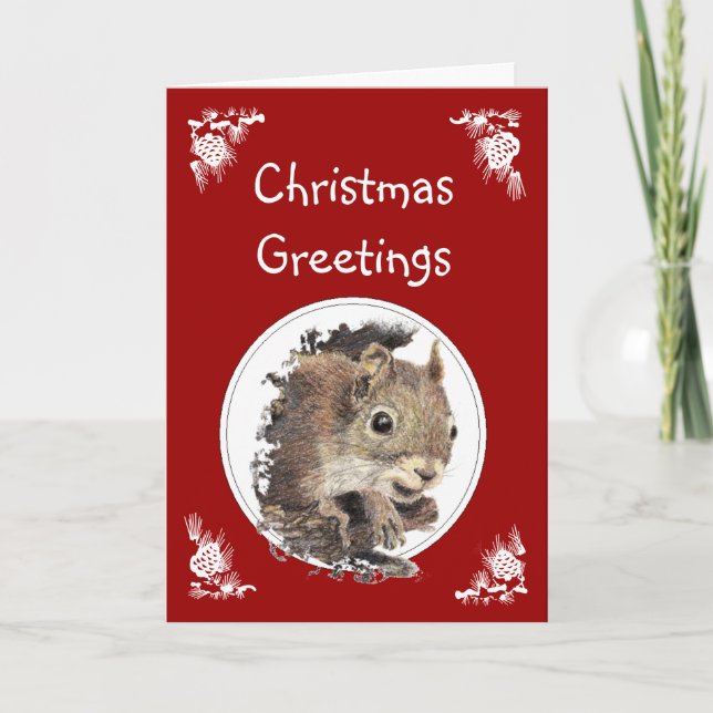 Funny Christmas Squirrel Animal Humour Holiday Card (Front)