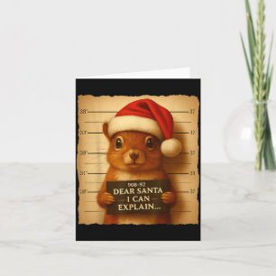 Funny Christmas Squirrel - Cute Squirrel Santa Hat Card