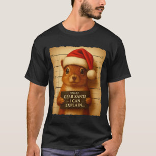 Funny Christmas Squirrel - Cute Squirrel Santa Hat T-Shirt