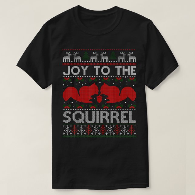 Funny Christmas Squirrel Ugly Xmas Sweater  (Design Front)