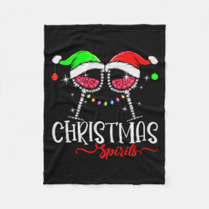 Funny Christmas Srits Gles Of Wine Party Xmas Paja Fleece Blanket