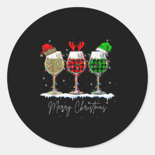 Funny Christmas Srits Gles Of Wine Xmas Holidays P Classic Round Sticker