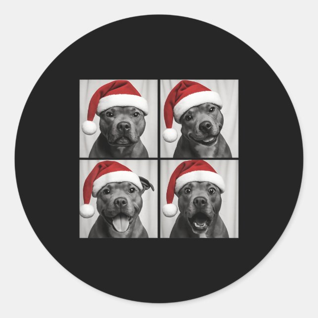 Funny Christmas Staffordshire Bull Terrier Santa P Classic Round Sticker (Front)