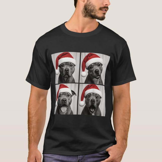 Funny Christmas Staffordshire Bull Terrier Santa P T-Shirt (Front)