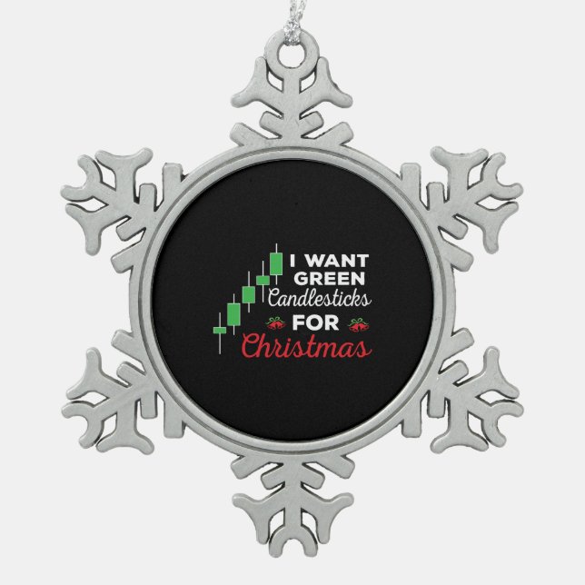 Funny Christmas Stock Market Trading Snowflake Pewter Christmas Ornament (Front)