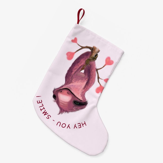 Funny Christmas Stocking with Playful Sloth Smile (Front (Hanging))