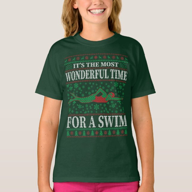 FUNNY CHRISTMAS SWIMMING QUOTES UGLY SWEATER (Front)