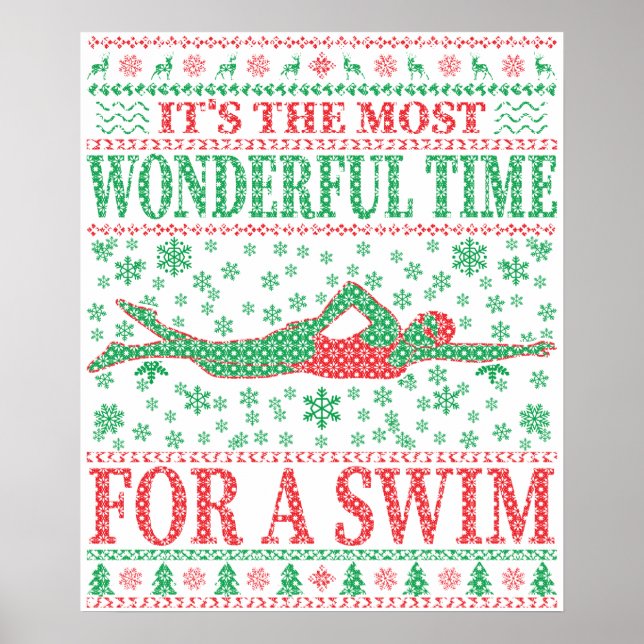 FUNNY CHRISTMAS SWIMMING QUOTES UGLY SWEATER POSTER (Front)
