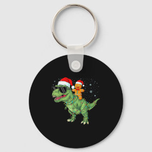 Funny Christmas T Rex Dinosaur Gingerbread Lights  Key Ring