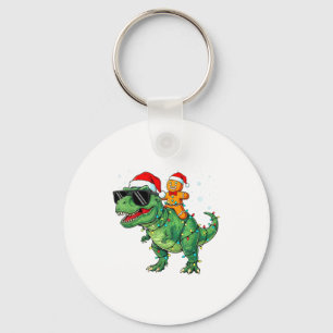 Funny Christmas T Rex Dinosaur Gingerbread Lights  Key Ring