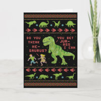Funny Christmas T Rex Dinosaur Pun Humour Faux
