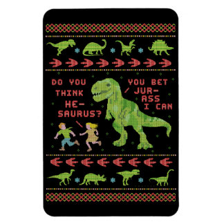 Funny Christmas T Rex Dinosaur Pun Humour Faux Kni Magnet