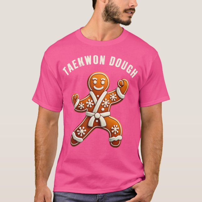 Funny Christmas Taekwondo Gingerbread Man Martial  T-Shirt (Front)